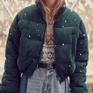 Urban Outfitters Corduroy Cropped Puffer Jacket